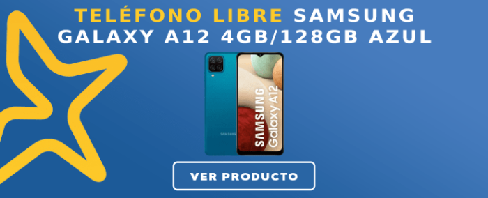 Teléfono libre Samsung Galaxy A12 4GB/64GB Azul