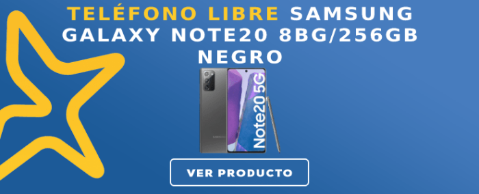 Teléfono libre Samsung Galaxy NOTE20 8BG256GB Negro