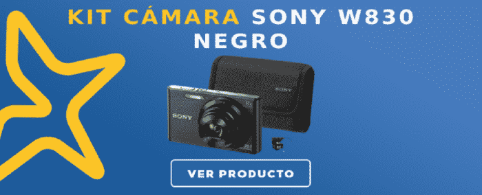 Kit Cámara Sony W830 negro + tarjeta SD 8GB + funda
