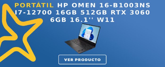 portatil HP OMEN 16-B1003NS I7-12700 16GB 512GB RTX 3060 6GB 16.1'' W11